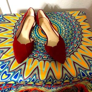 Dark red suede flats